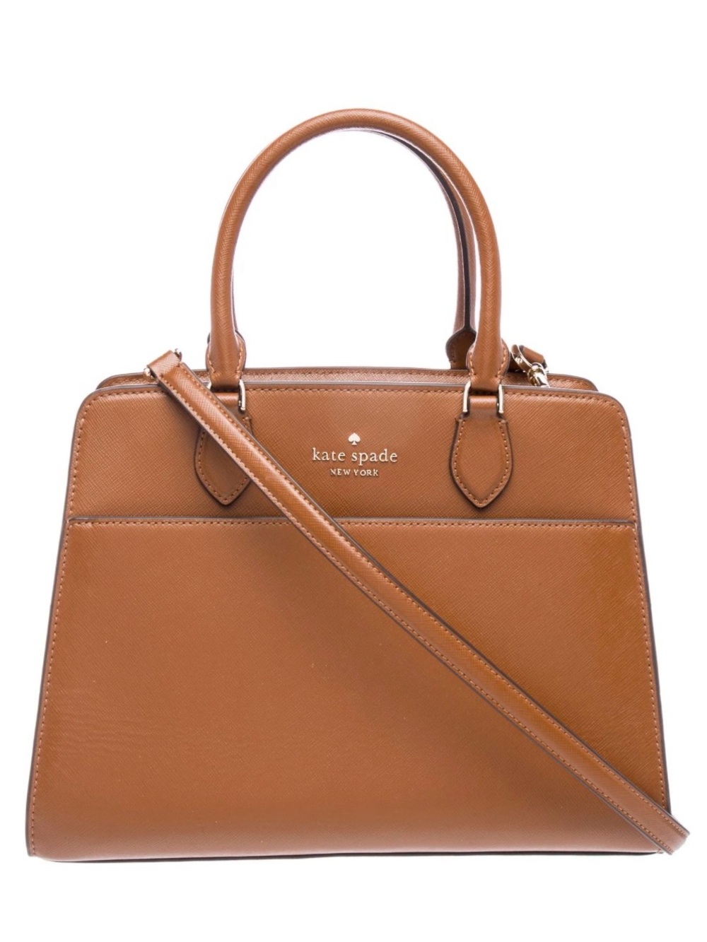 kate spade Caramel Brown Leather Satchel with Crossbody Strap